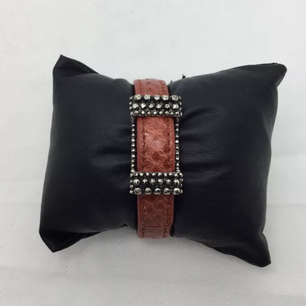 Bottega Veneta Red Leather Belt Buckle Bracelet